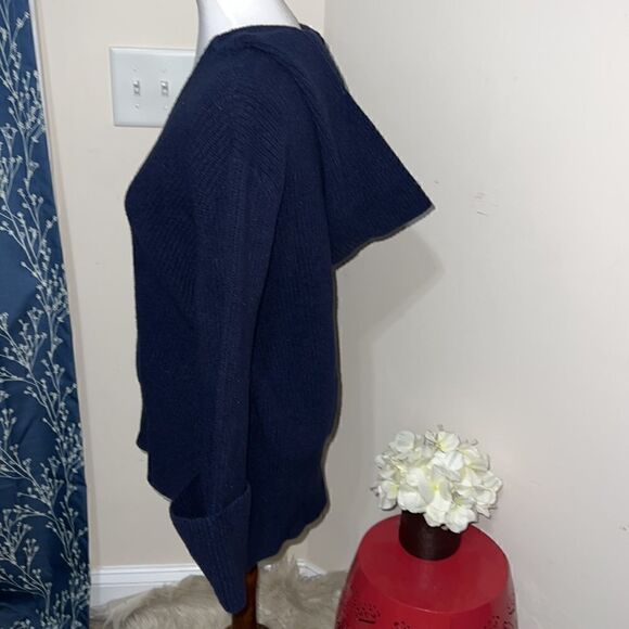 Anthro | by Anthropologie Stitch Sweater Hoodie Knit Navy sz XS Oversized - Picture 3 of 9